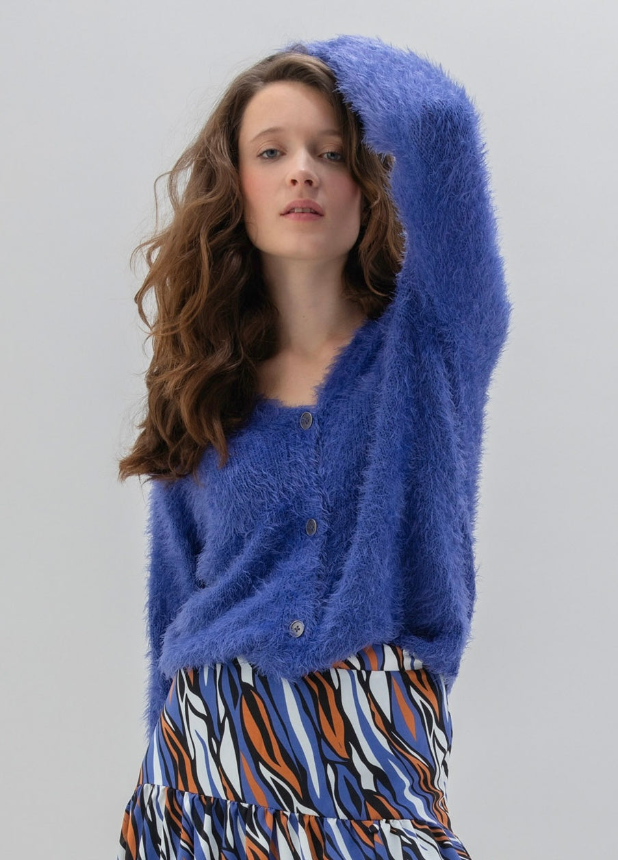 EYELASH CARDIGAN - Blue