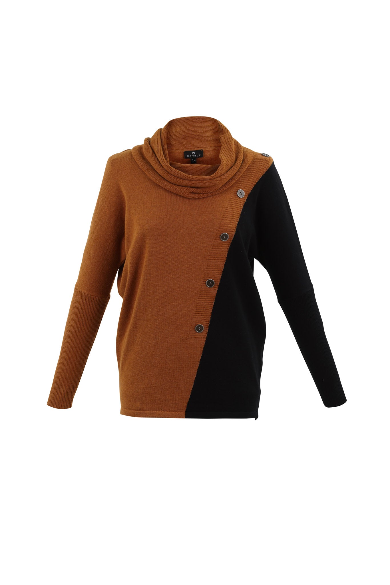 BUTTON DETAIL SWEATER - Rust