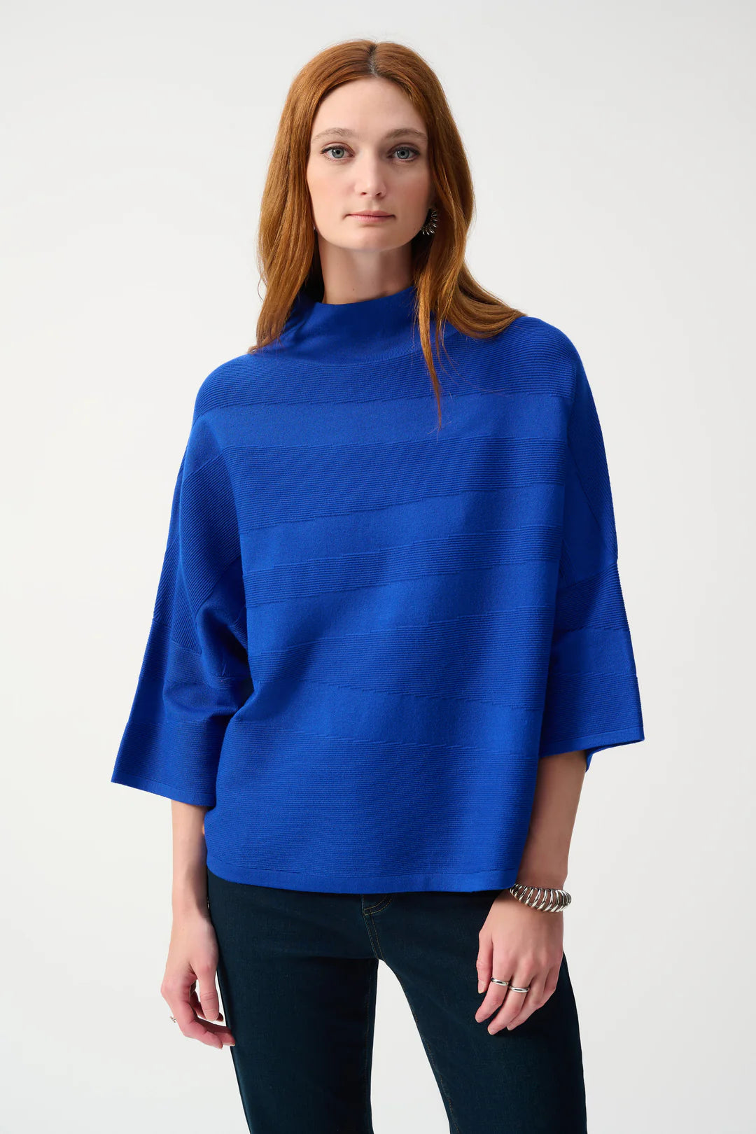 BOXY MOCK NECK TOP - Royal Sapphire