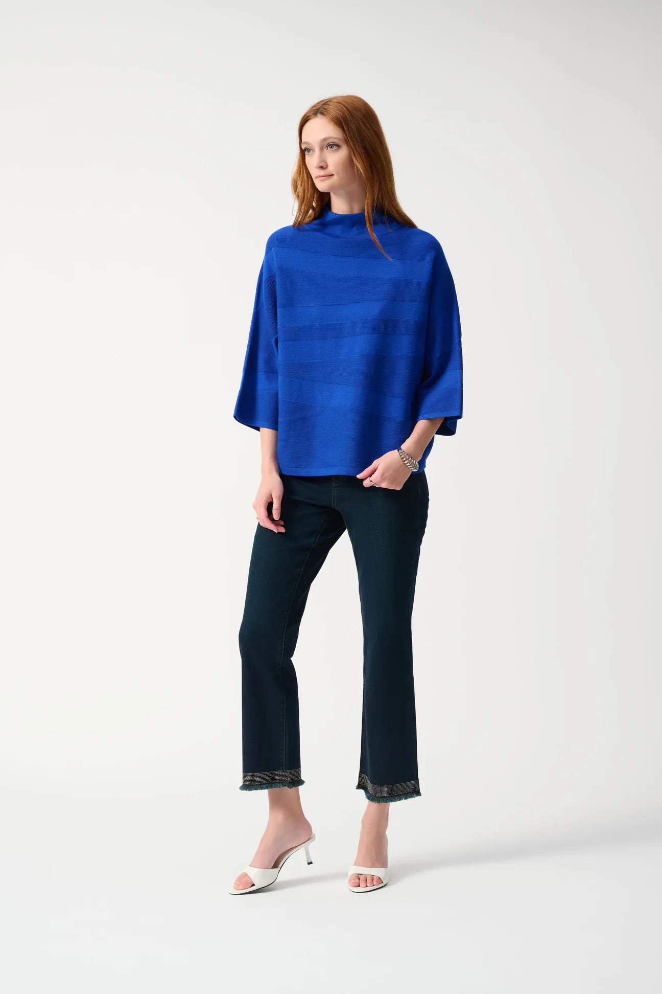 BOXY MOCK NECK TOP - Royal Sapphire