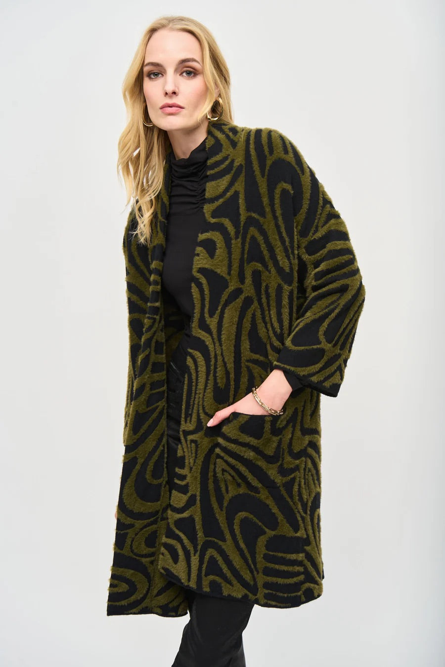 ABSTRACT CARDIGAN - Black/Olive