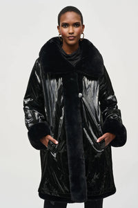 REVERSIBLE FAUX FUR COAT - Black