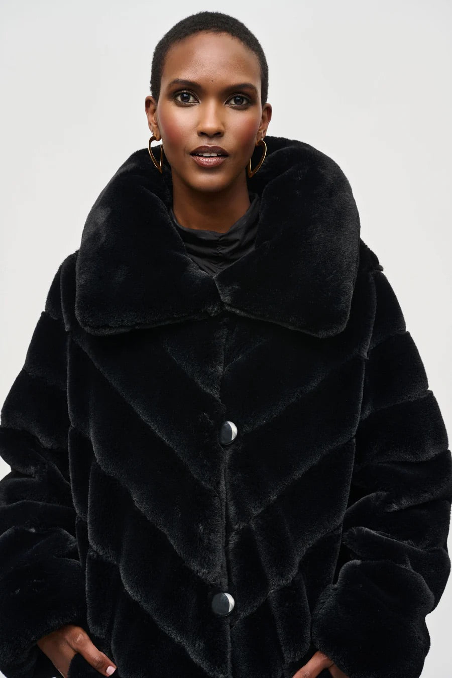 REVERSIBLE FAUX FUR COAT - Black