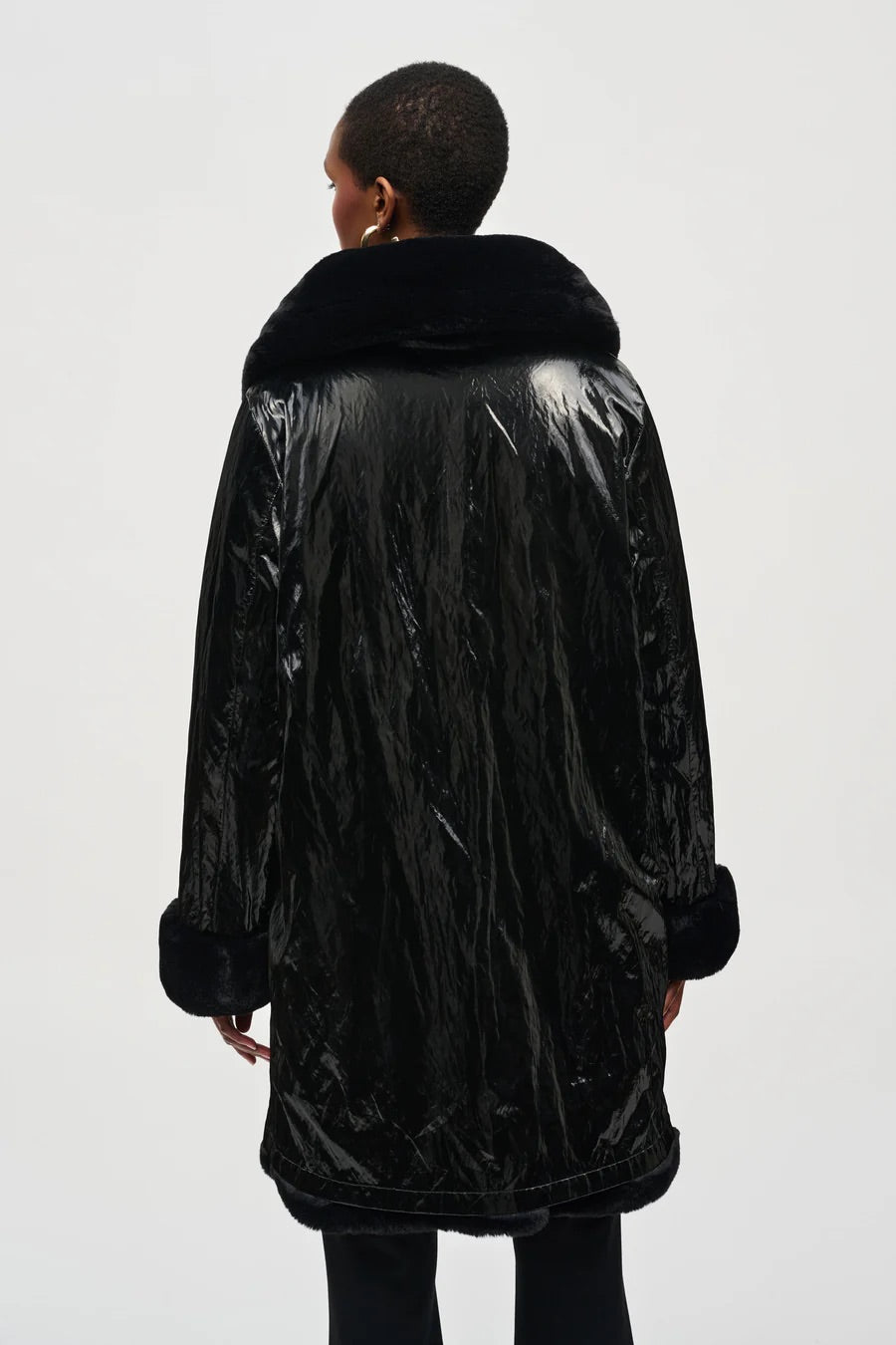 REVERSIBLE FAUX FUR COAT - Black