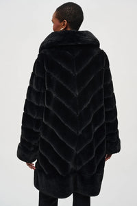 REVERSIBLE FAUX FUR COAT - Black