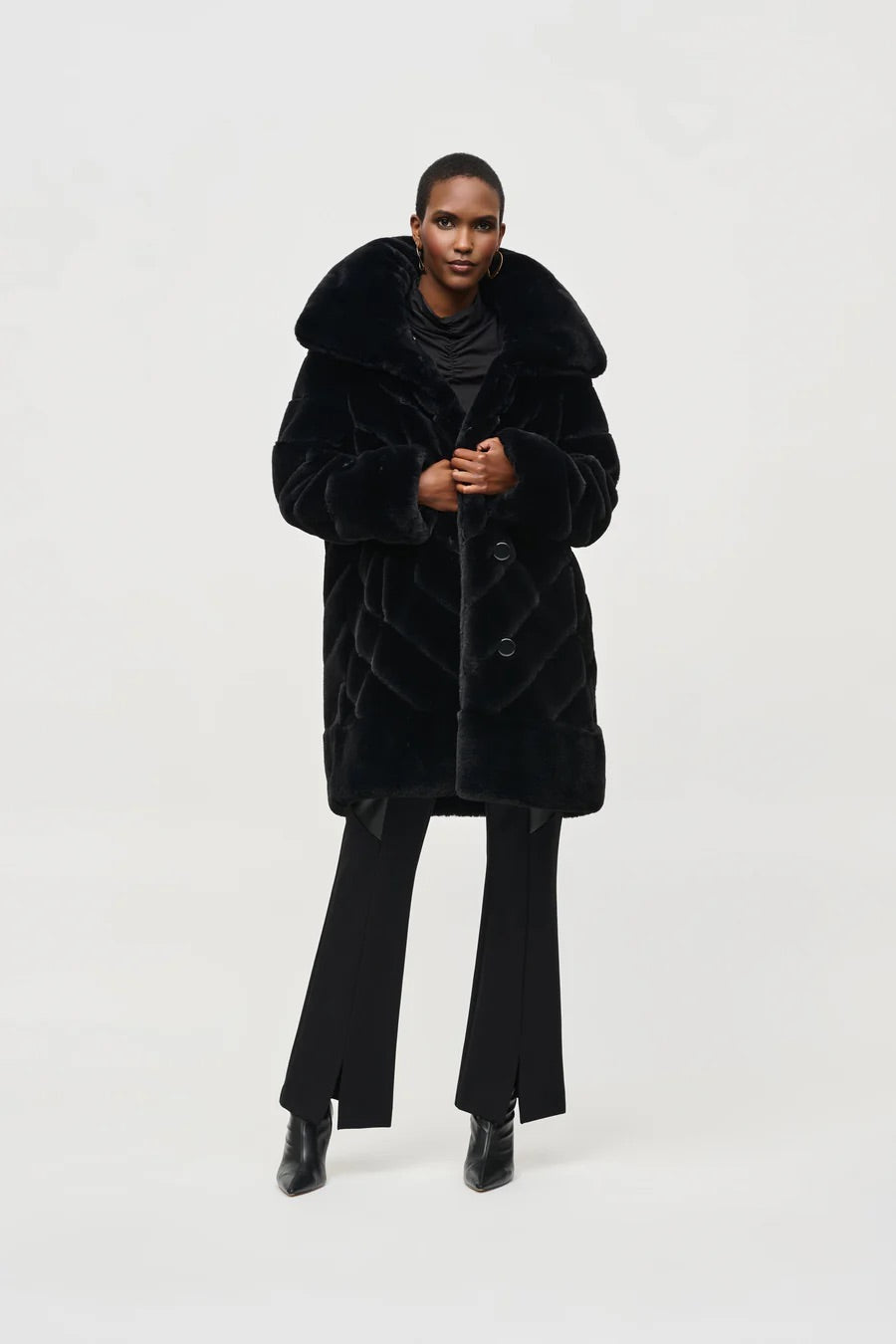 REVERSIBLE FAUX FUR COAT - Black