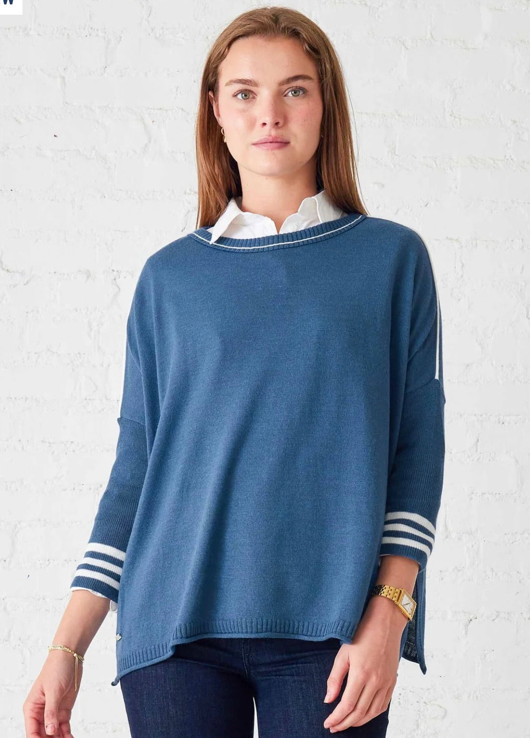 Catalina Contrast Sweater - Baltic Blue