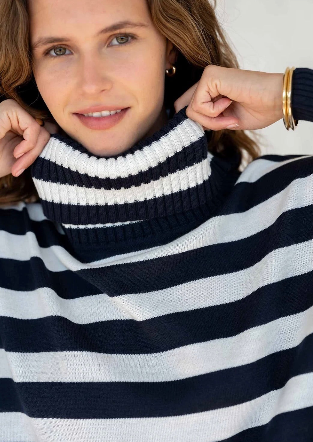 Catalina Turtleneck Sweater - Navy Stripes