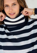 Load image into Gallery viewer, Catalina Turtleneck Sweater - Navy Stripes
