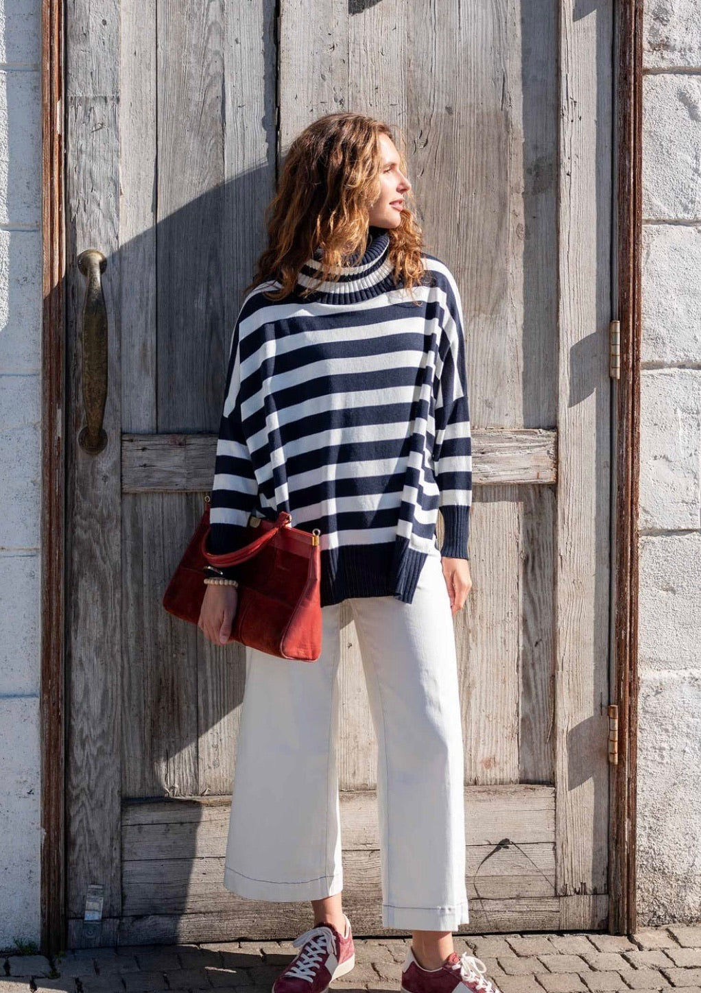 Catalina Turtleneck Sweater - Navy Stripes