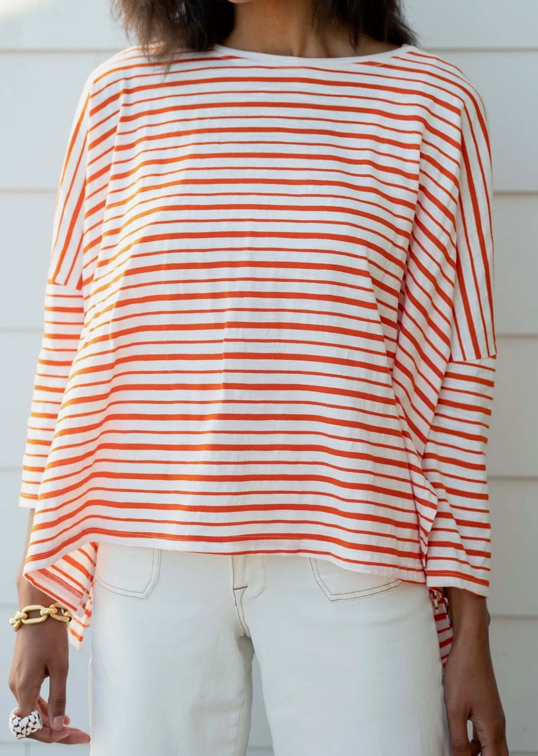 Catalina Slub Tee - Creamsicle Stripes