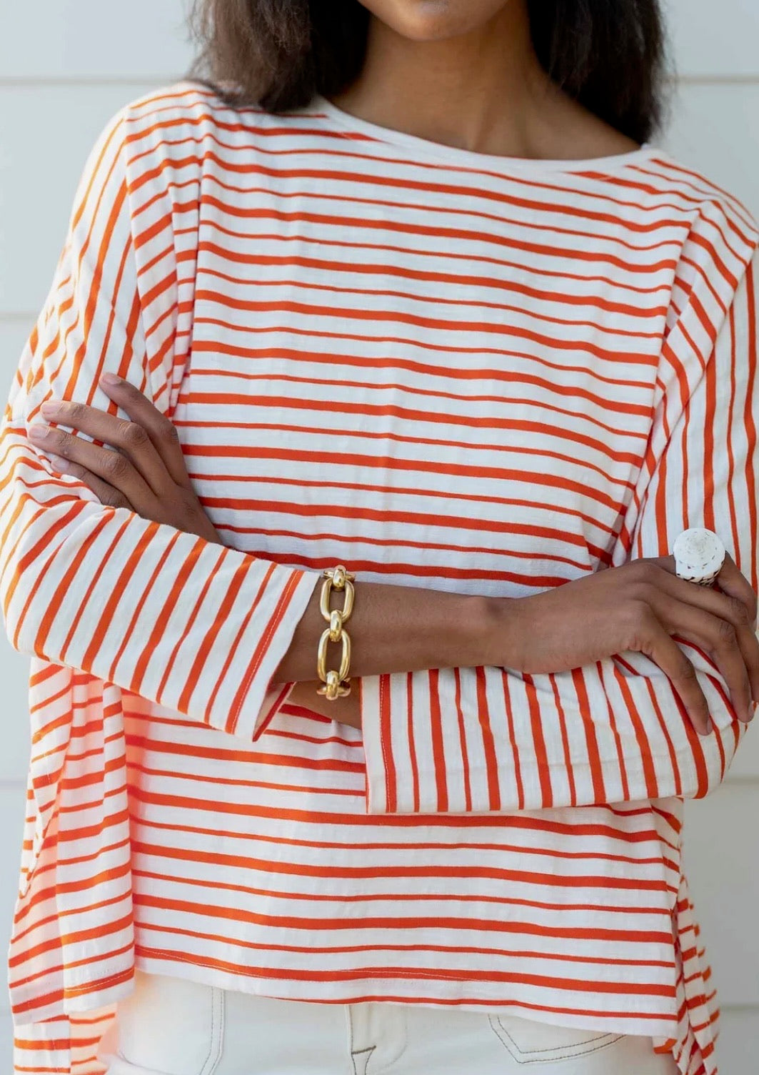 Catalina Slub Tee - Creamsicle Stripes