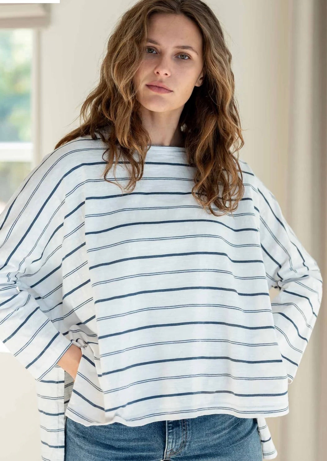 Catalina Slub Tee - Slate Blue Stripes