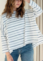 Load image into Gallery viewer, Catalina Slub Tee - Slate Blue Stripes
