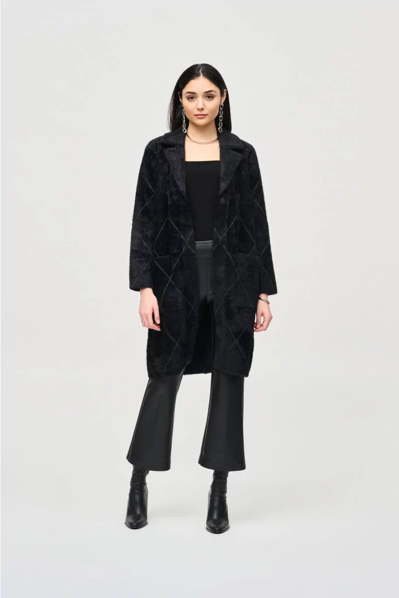 NOTCHED COLLAR COAT - Black