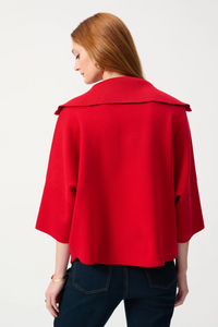 1/4 ZIP PONCHO - Red