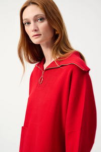 1/4 ZIP PONCHO - Red