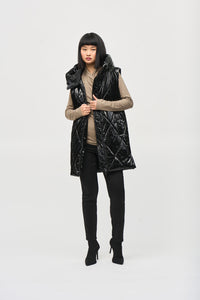 QUILTED PUFFER VEST - Black