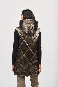 QUILTED PUFFER VEST - Taupe