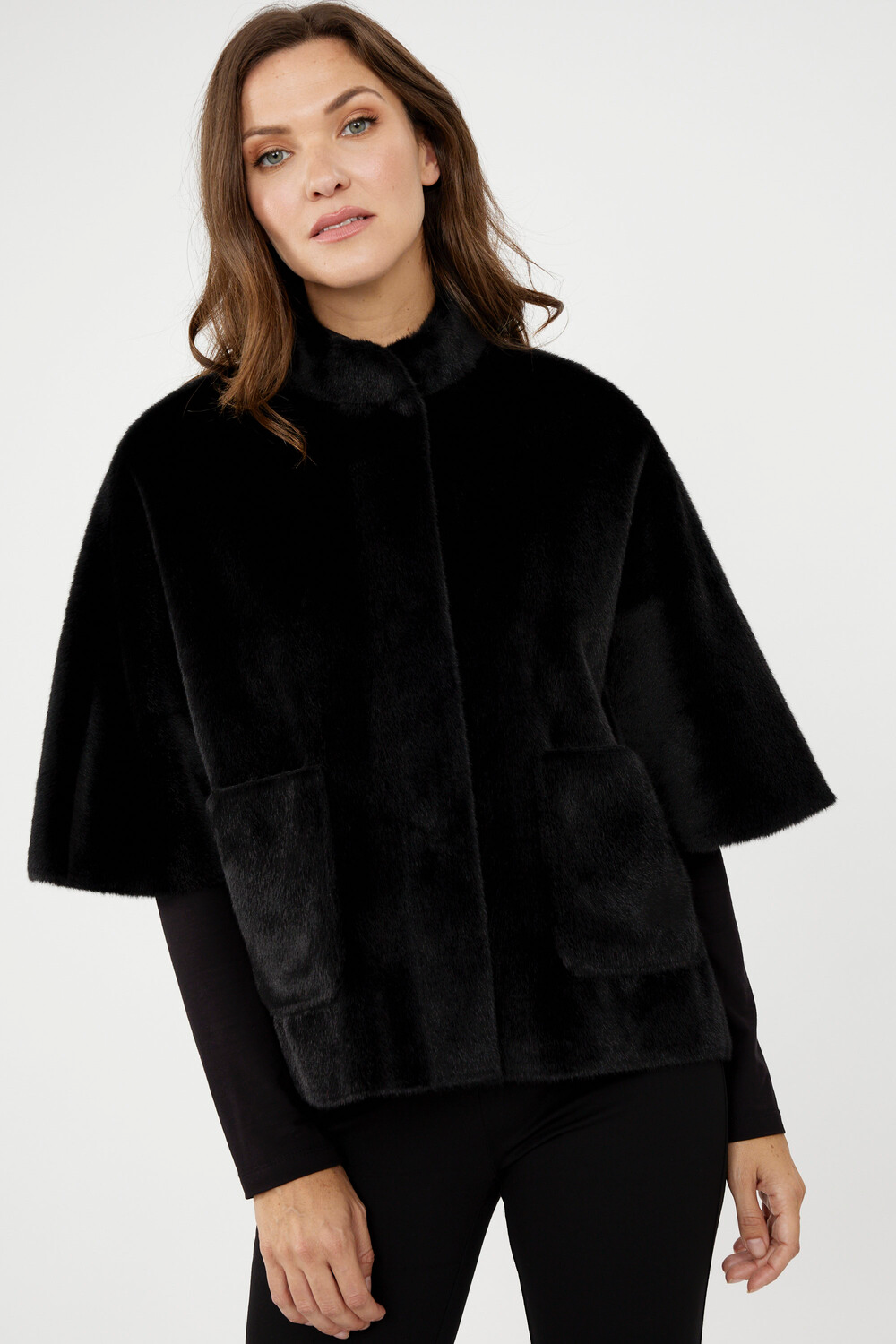 BONDED FAUX FUR JACKET - Black