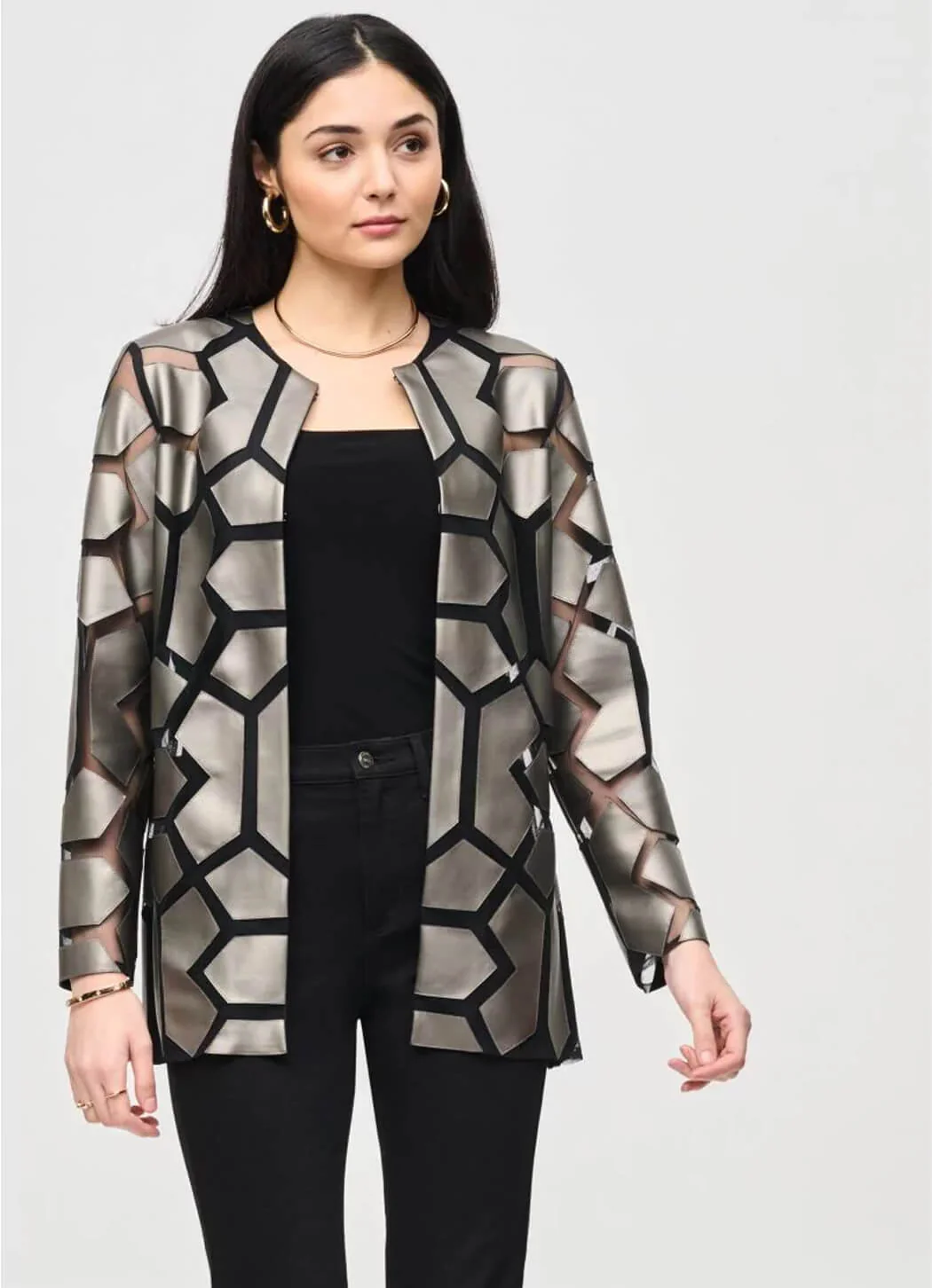 GEOMETRIC PATTERN JACKET - Gunmetal