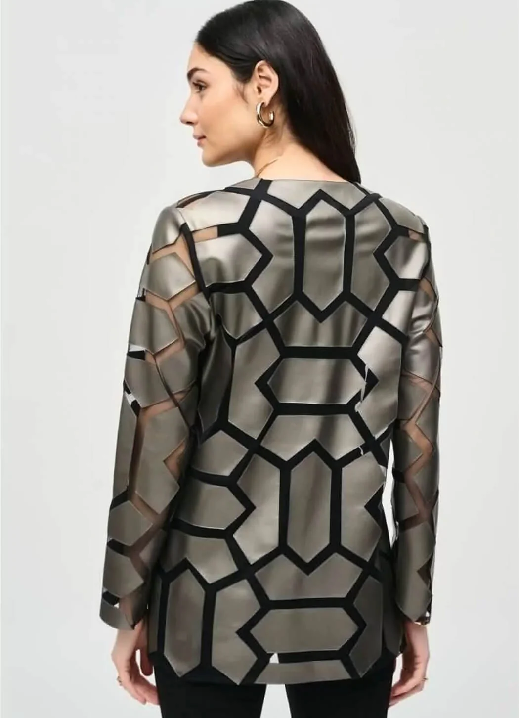 GEOMETRIC PATTERN JACKET - Gunmetal