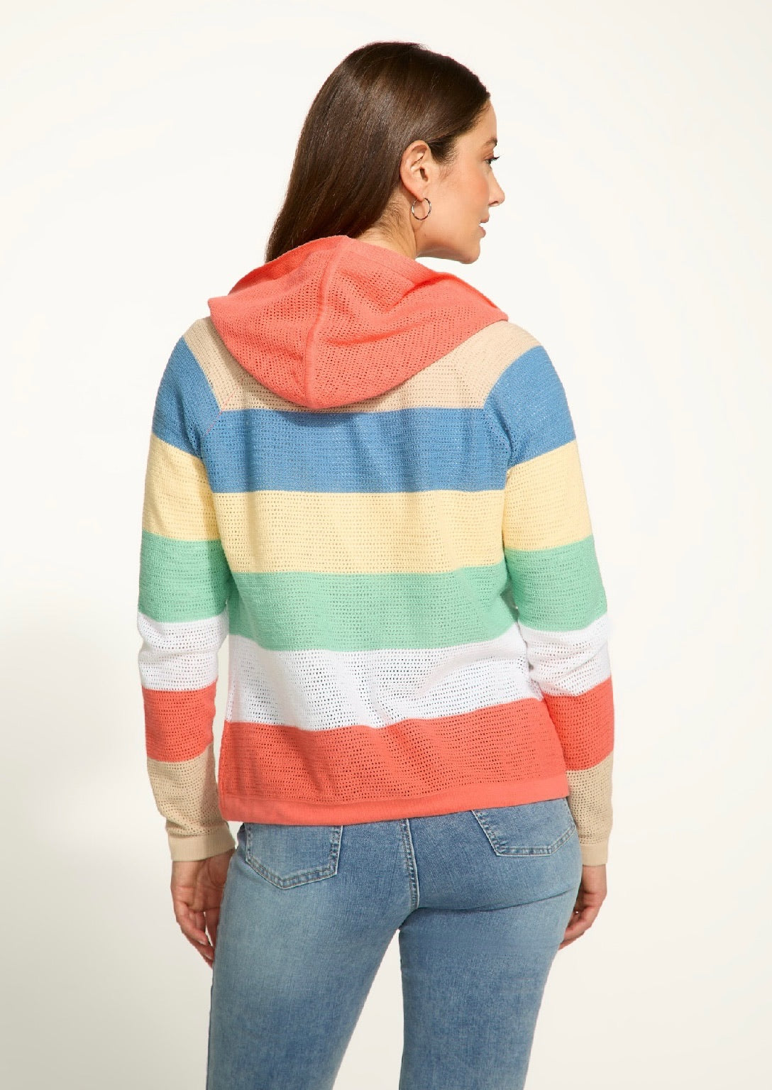 STRIPED HOODED CARDIGAN