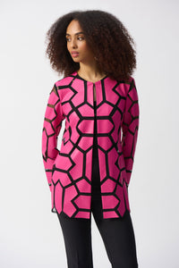 GEOMETRIC PATTERN JACKET - Geranium Pink