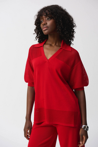 MESH PULLOVER - Red