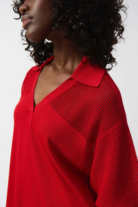 MESH PULLOVER - Red