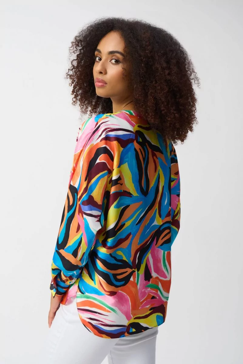 ABSTRACT SATIN BLOUSE