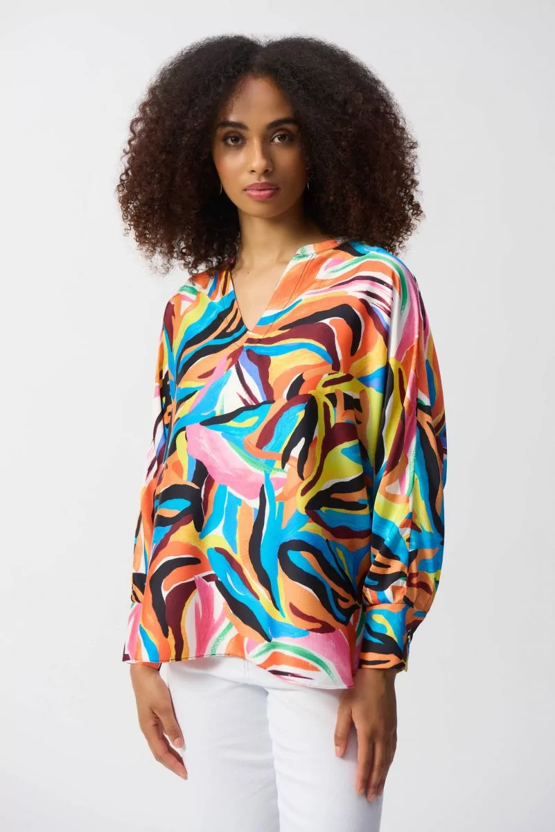 ABSTRACT SATIN BLOUSE