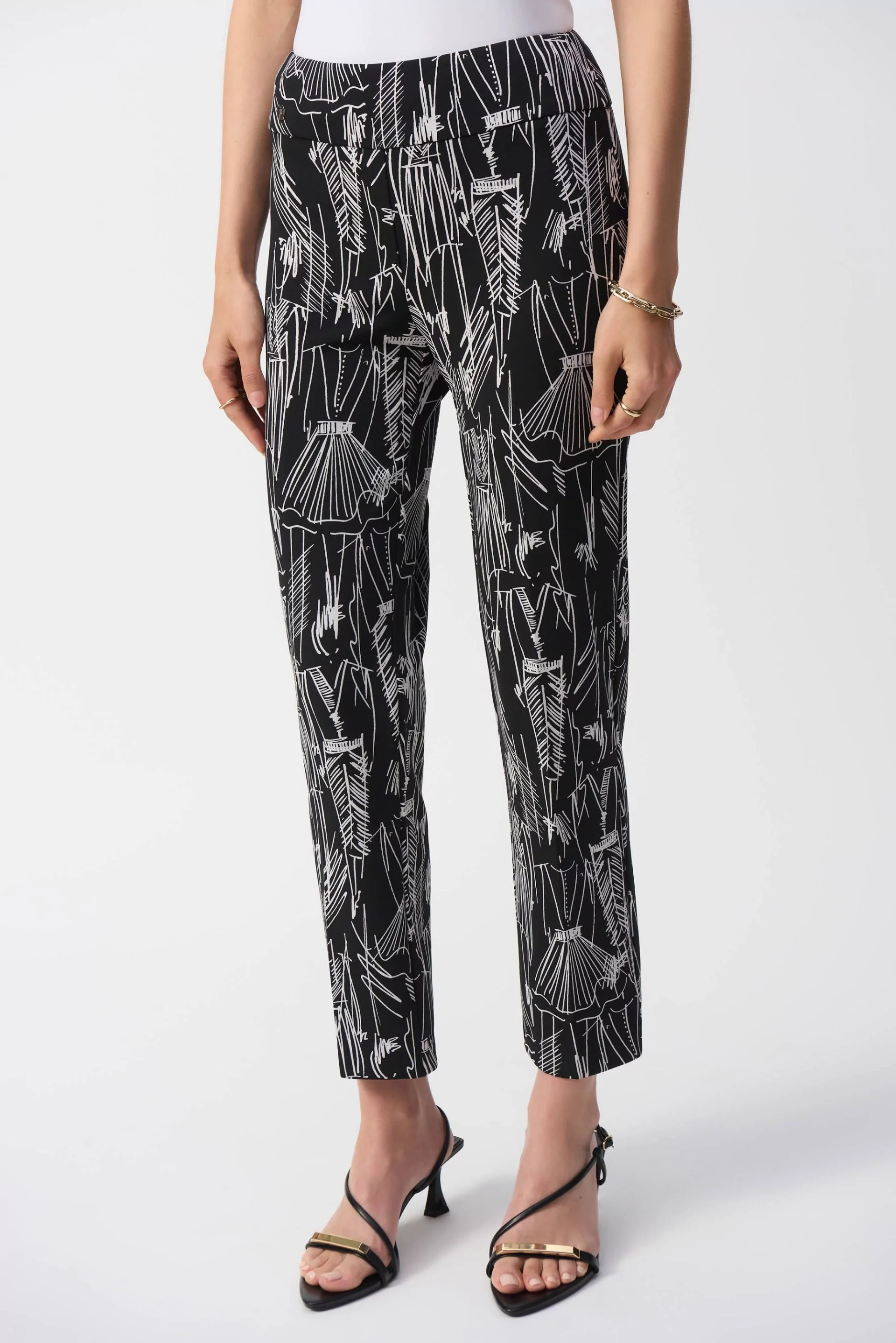 ABSTRACT CROP PANT - Black/Vanilla