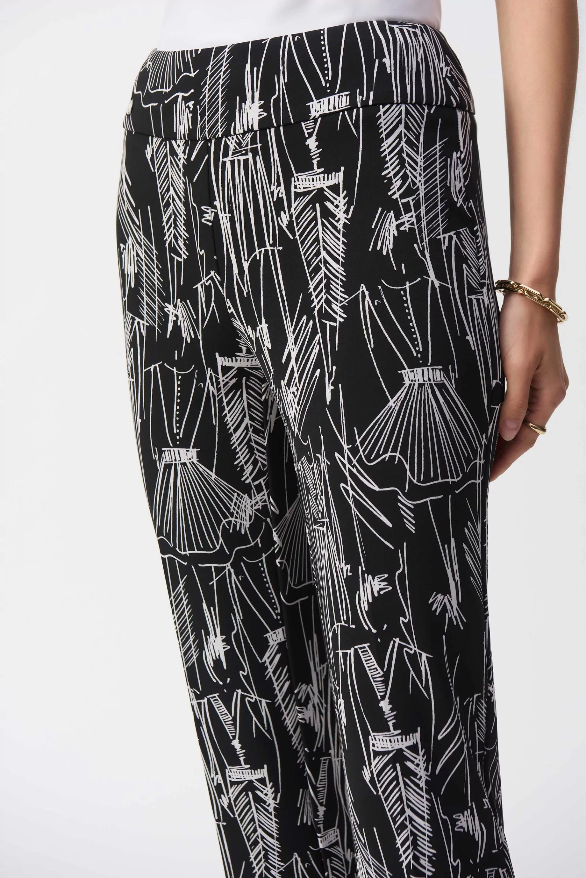 ABSTRACT CROP PANT - Black/Vanilla