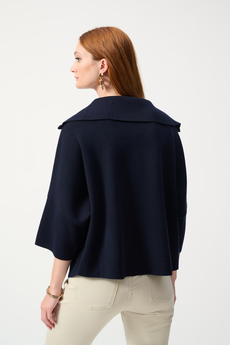 1/4 ZIP PONCHO - Navy