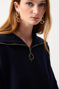 1/4 ZIP PONCHO - Navy