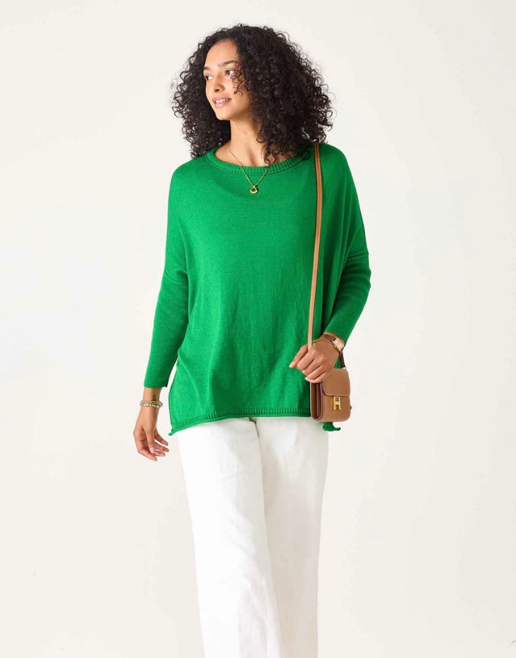 Catalina Cotton Sweater - Meadow Green