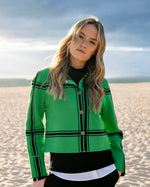 Load image into Gallery viewer, BUTTON UP CARDIGAN - Green &amp; Black
