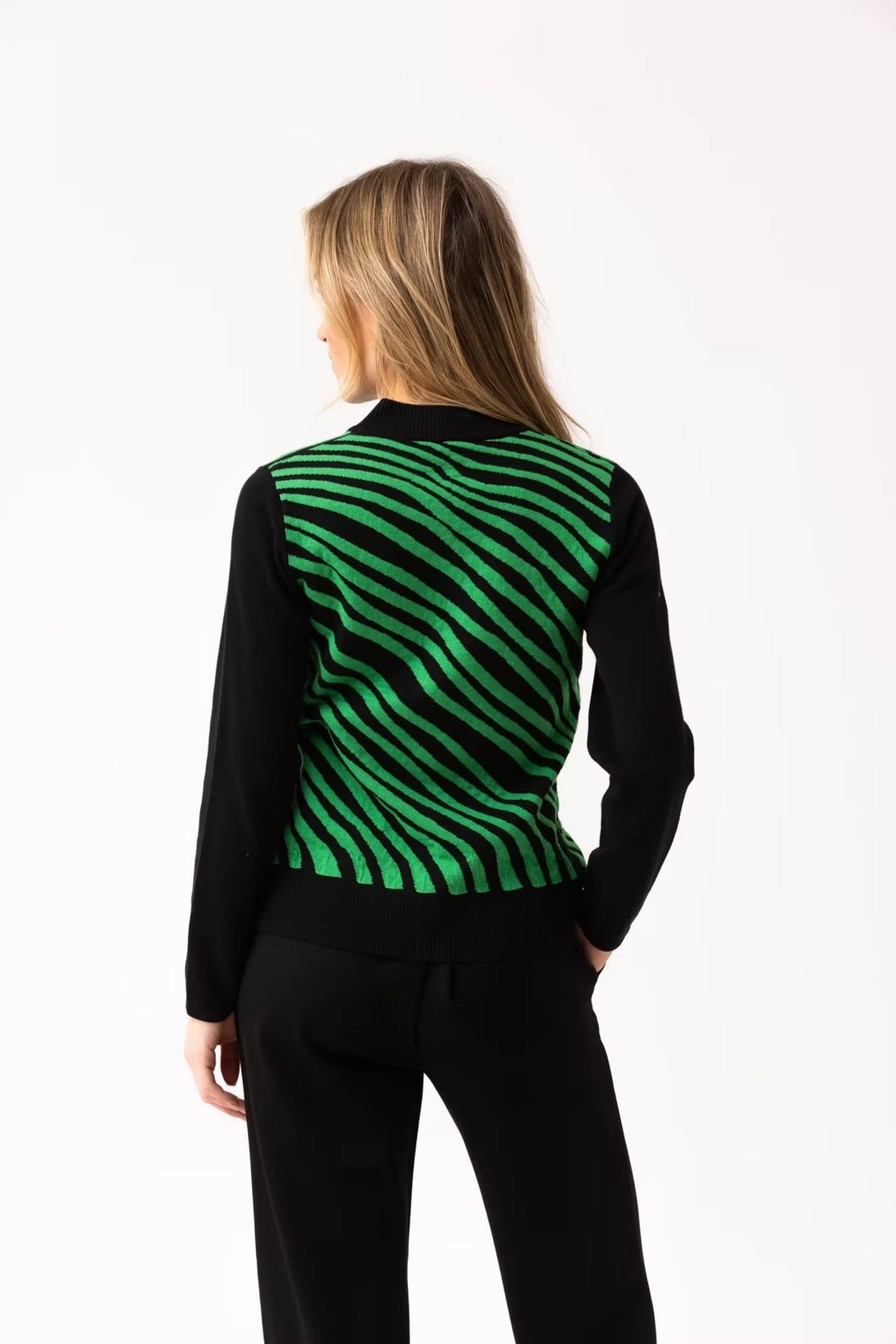 ANIMAL PRINT ZIP UP CARDIGAN - Green