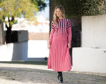 Load image into Gallery viewer, STRIPED DOLMAN SLEEVE SWEATER - Rose &amp; Navy
