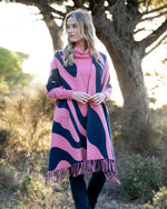 Load image into Gallery viewer, FRINGE WRAP - Rose &amp; Navy
