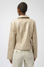 Load image into Gallery viewer, FITTED MOTO JACKET - Gold
