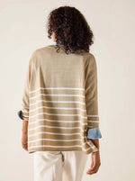 Load image into Gallery viewer, Catalina Vneck Sweater - Kakhi / White
