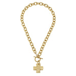 Load image into Gallery viewer, GOLD CROSS FRONT TOGGLE NECKLACE
