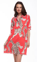 Load image into Gallery viewer, Chatham Dress Pink Tiger Print

