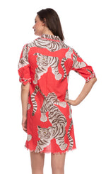 Load image into Gallery viewer, Chatham Dress Pink Tiger Print
