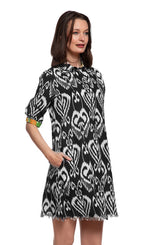 Load image into Gallery viewer, Chatham Dress Black and White Ikat
