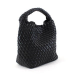 Load image into Gallery viewer, Medium Woven Hobo Crossbody Bag- Black
