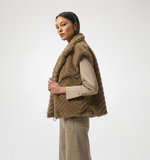 Load image into Gallery viewer, Chevron Faux Fur Mock Neck Vest
