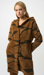 Load image into Gallery viewer, Feather Yarn Animal Jacquard Hooded Coat
